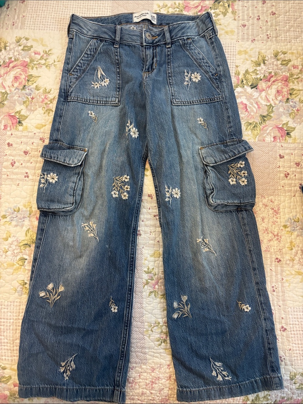 abercrombie kids light blue low-rise baggy jeans